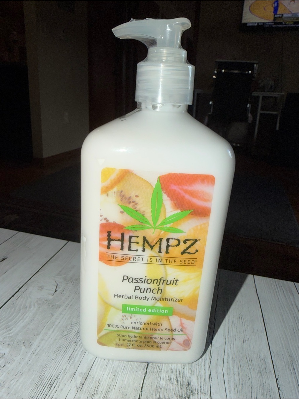 Hempz Passionfruit Punch Lotion — White Bottle with Colorful Label